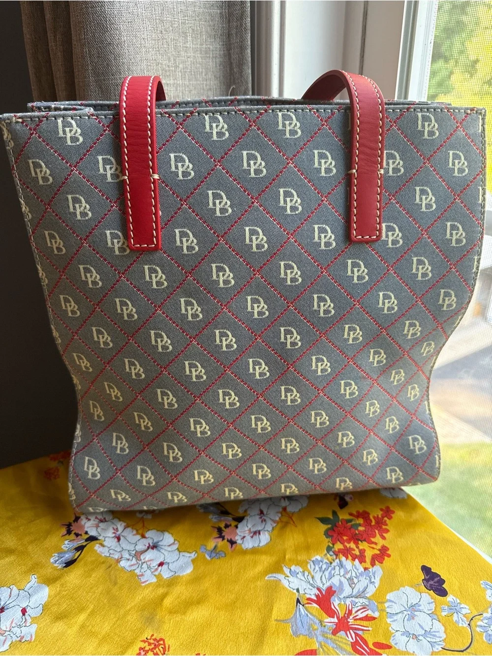 Dooney & Bourke Red Trim Monogram Tote